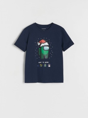 Reserved Among Us Christmas T-shirts Jungen Grau Blau | 9625-UHLEI