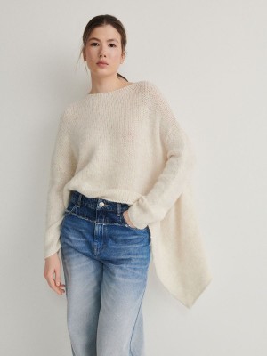 Reserved Asymmetrical Pullover Damen Beige | 5648-XRHWP