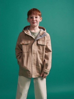 Reserved Baumwoll Parka Jacken Jungen Beige | 1546-BCXQL