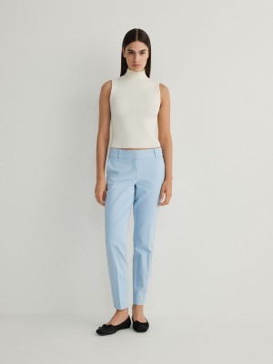 Reserved Cigarettepressed Crease Hosen Damen Hellblau | 6814-WQTGS