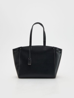 Reserved Contrasting Stitching Taschen Damen Schwarz | 7328-IQXEK