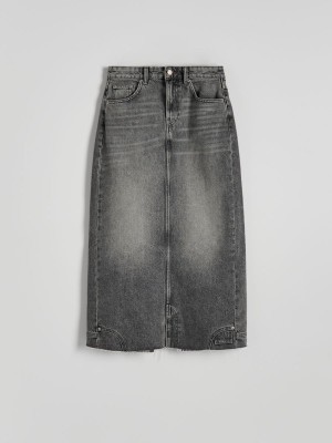 Reserved Denim Midi Röcke Damen Grau | 3461-GZSRV