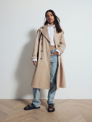 Reserved Double-breasted Trench Mäntel Damen Beige | 6159-ICWFN