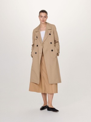 Reserved Double-breasted Trench Mäntel Damen Beige | 6527-HQUDX