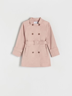 Reserved Double-breasted Trench With Jacken Mädchen Rosa | 5231-EXWNU