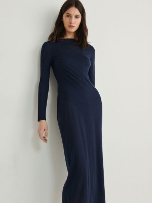 Reserved Double-layered Lyocell Kleid Damen Grau Blau | 1964-SWLUB