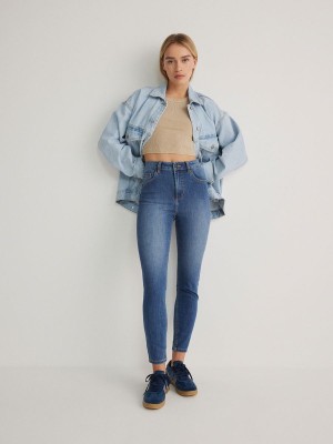 Reserved High Taille Slim Jeans Damen Blau | 8312-DSZWC