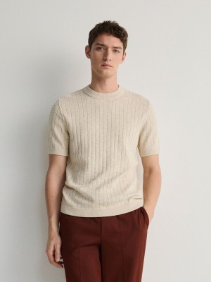 Reserved Jumper In Textured Knit Pullover Herren Beige | 7405-HZJMU