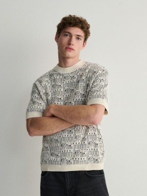 Reserved Jumper In Textured Knit Pullover Herren Weiß | 7352-EGRJD