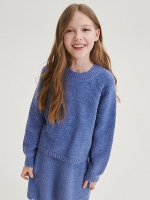 Reserved Jumperraglan Sleeves Pullover Mädchen Blau | 1879-LFASJ