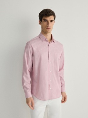 Reserved Kompfort Fit Stripe Hemd Herren Rosa | 6815-IGNSE