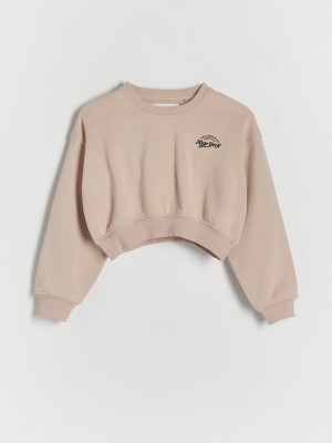 Reserved Kurzes Printed Sweatshirts Mädchen Beige | 1975-HAEFP