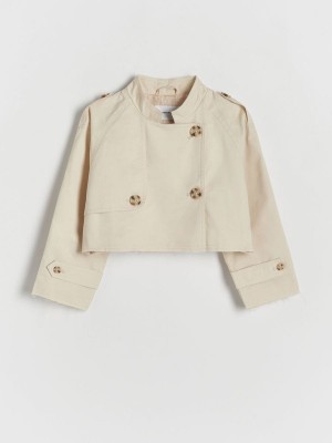 Reserved Kurzes Trench Jacken Mädchen Beige | 9301-XCMIW