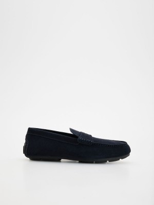 Reserved Leder Schuhe Herren Navy | 0562-GHZLK