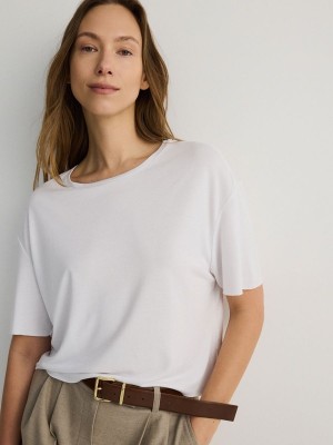 Reserved Modal Blend T-shirts Damen Weiß | 1904-GLZHW