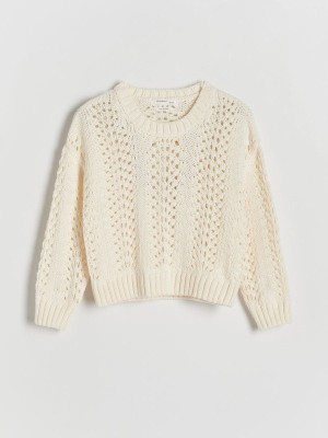 Reserved Openwork Pullover Mädchen Weiß | 9617-ROGHL