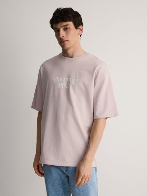 Reserved Oversized T-print T-shirts Herren Rosa | 4683-PLWIB