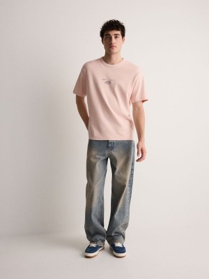 Reserved Oversized T-print T-shirts Herren Rosa | 1357-AFRGH