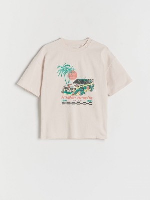 Reserved Oversized T-shirts Jungen Beige | 8731-QNDIE