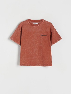 Reserved Oversized T-wash Effect T-shirts Jungen Bordeaux | 0472-ZVHKM