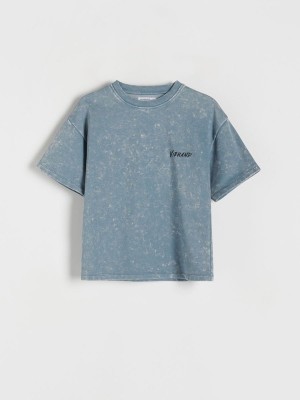 Reserved Oversized T-wash Effect T-shirts Jungen Helltürkis | 4768-UIWRA