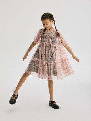 Reserved Polka Dot Tulle Kleid Mädchen Rosa | 9501-LMIBE