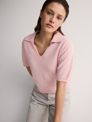 Reserved Polo Stylen Jersey Pullover Damen Rosa | 3240-CTXNJ