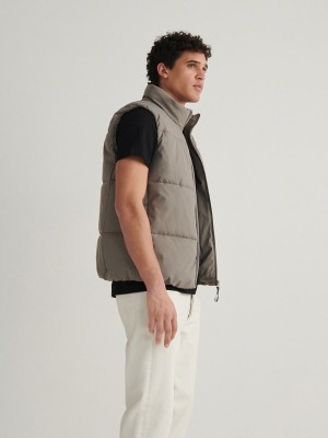 Reserved Quiltedstand Up Collar Vests Herren Grün | 3456-MAFCW