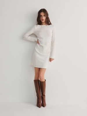 Reserved Rib Knit Jersey Kleid Damen Beige | 1672-WVESI