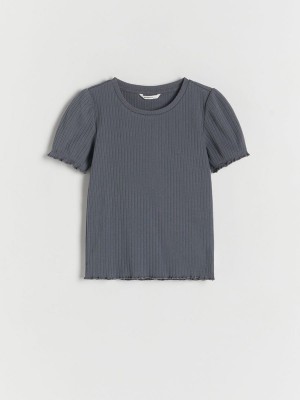 Reserved Rib Knit T-shirts Mädchen Dunkelgrau | 3564-QXZMH