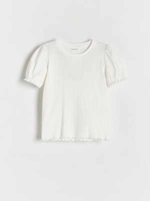 Reserved Rib Knit T-shirts Mädchen Weiß | 5390-AVXDE