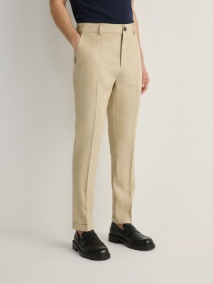 Reserved Slim Linen Anzüge Herren Beige | 0695-PKNRX