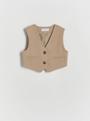 Reserved Smart Elongated Waistcoat Jacken Mädchen Beige | 4150-TJUBC