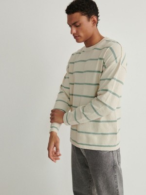 Reserved Stripe Pullover Herren Grün | 4972-WIBEY