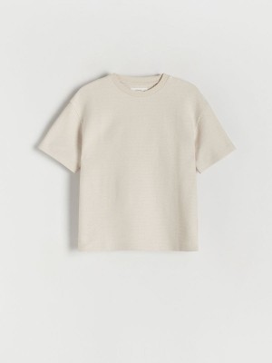 Reserved Structural Fabric T-shirts Jungen Beige | 5841-KSCYJ