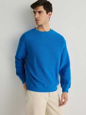 Reserved Structural Jersey Sweatshirts Herren Indigo | 1056-MXCBE