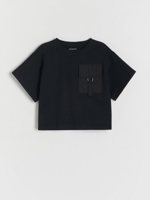 Reserved T-a Pocket T-shirts Mädchen Schwarz | 4136-NGQAO