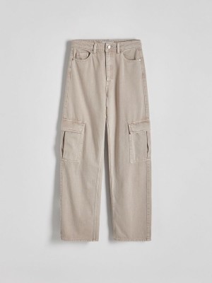 Reserved Weite Leg Cargo Jeans Damen Beige | 3927-NEZKY