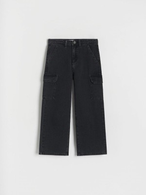 Reserved Weite Legpockets Jeans Mädchen Schwarz | 0918-UFRJS