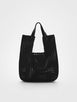 Reserved Woven Shopper Taschen Damen Schwarz | 3021-VGXAD