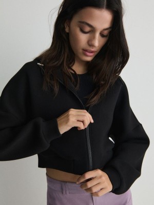 Reserved Zip Up Sweatshirts Damen Schwarz | 2805-IQJDB