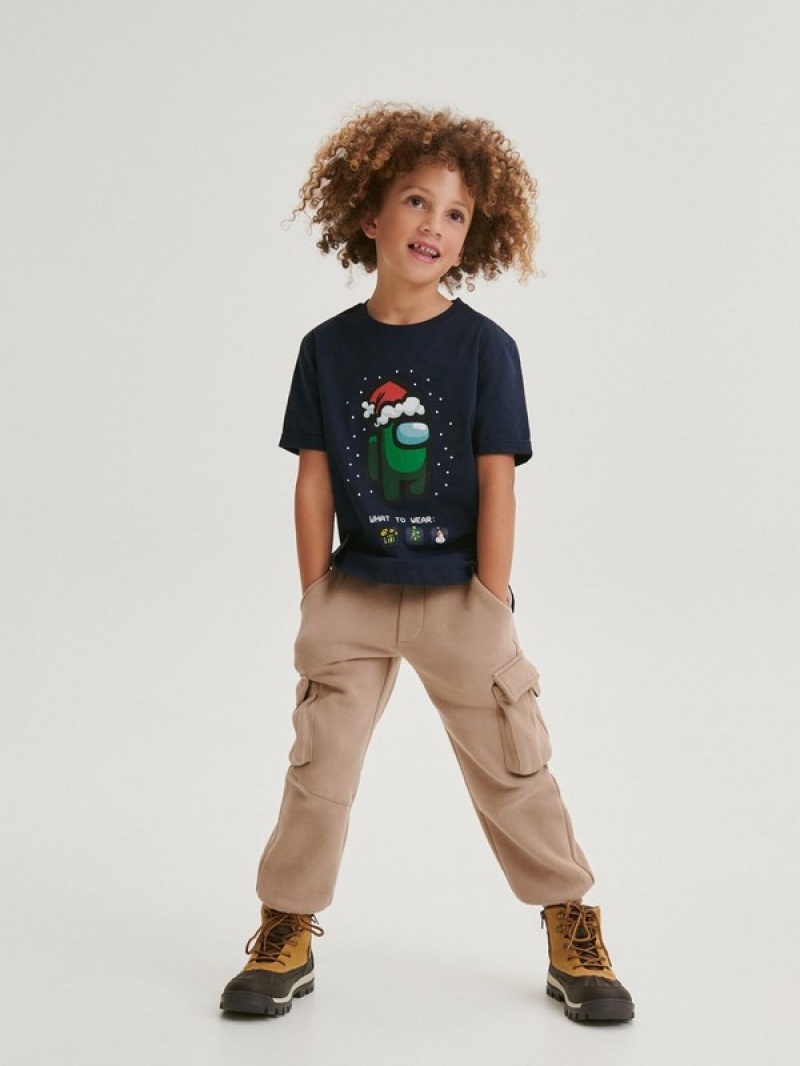 Reserved Among Us Christmas T-shirts Jungen Grau Blau | 9625-UHLEI