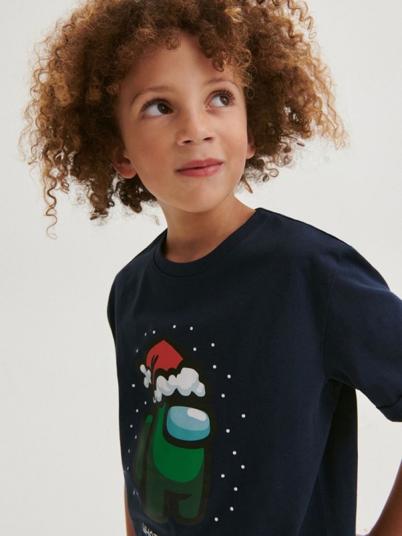 Reserved Among Us Christmas T-shirts Jungen Grau Blau | 9625-UHLEI