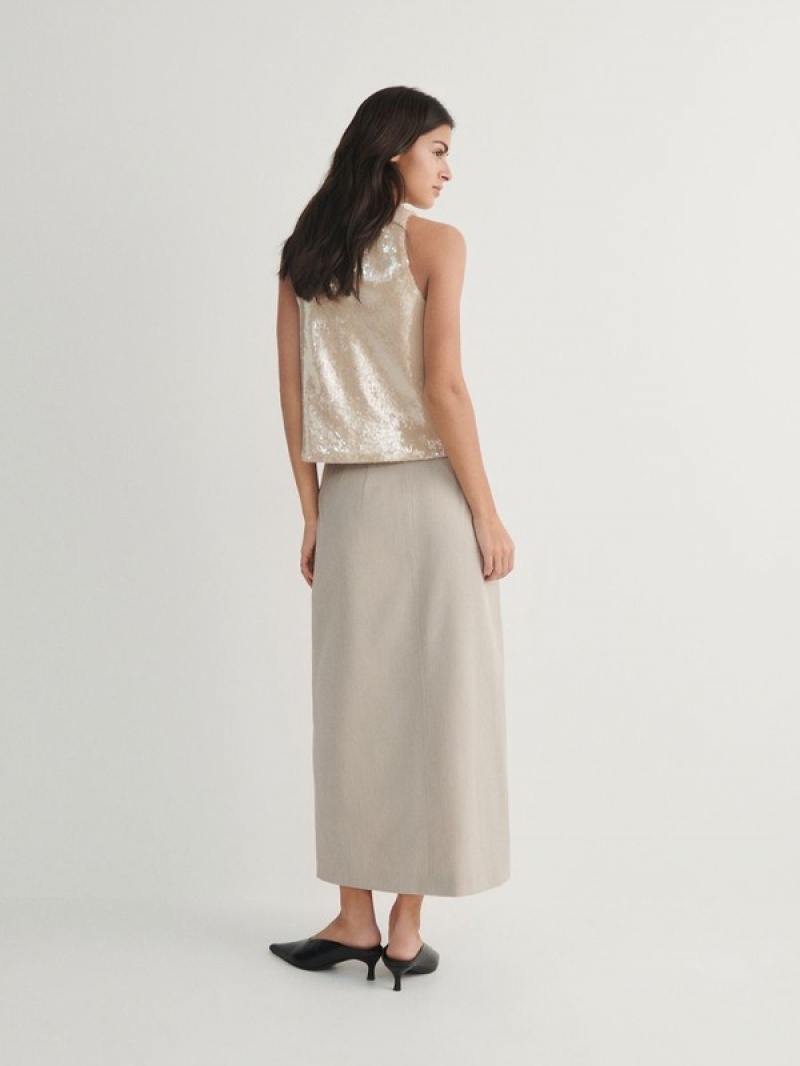 Reserved Asymmetric Detail Röcke Damen Beige | 0413-EGFOK