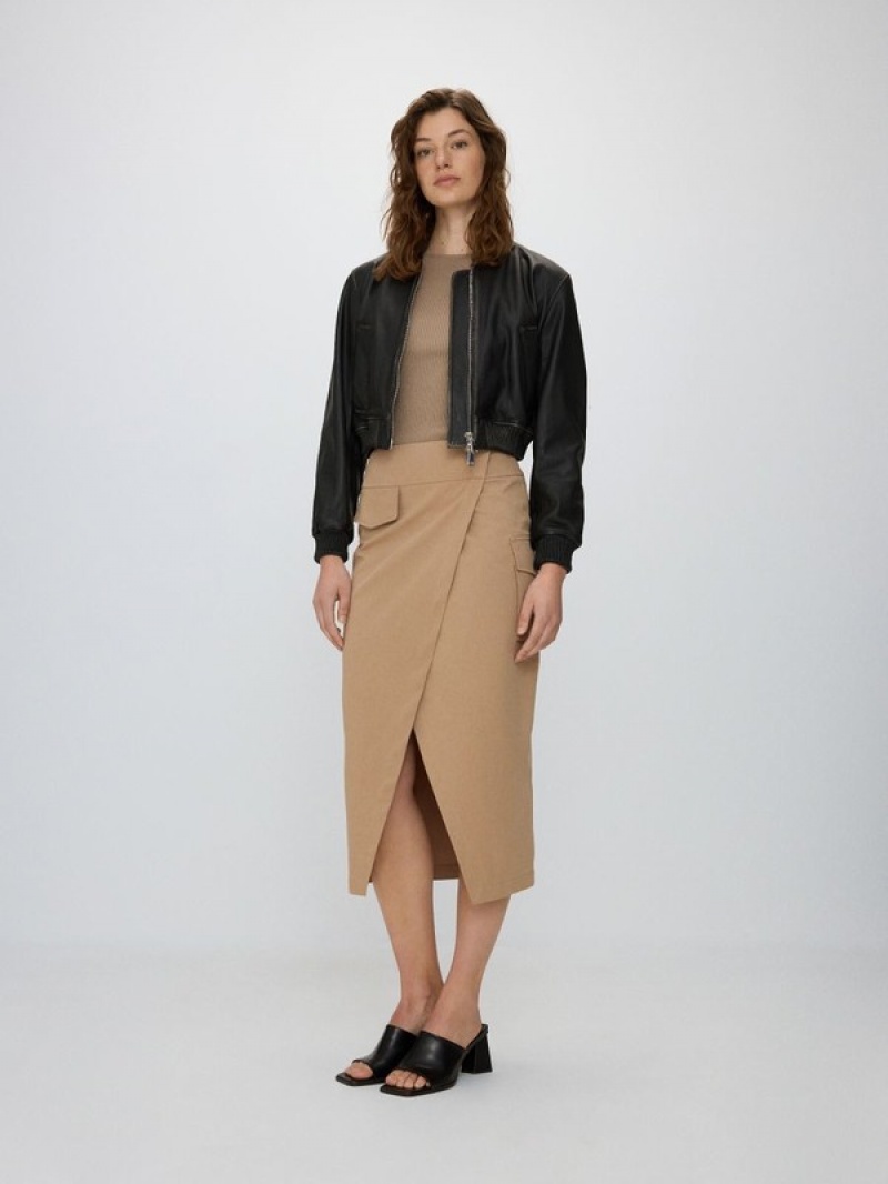 Reserved Asymmetrical Front Detail Röcke Damen Beige | 8205-IGSDL