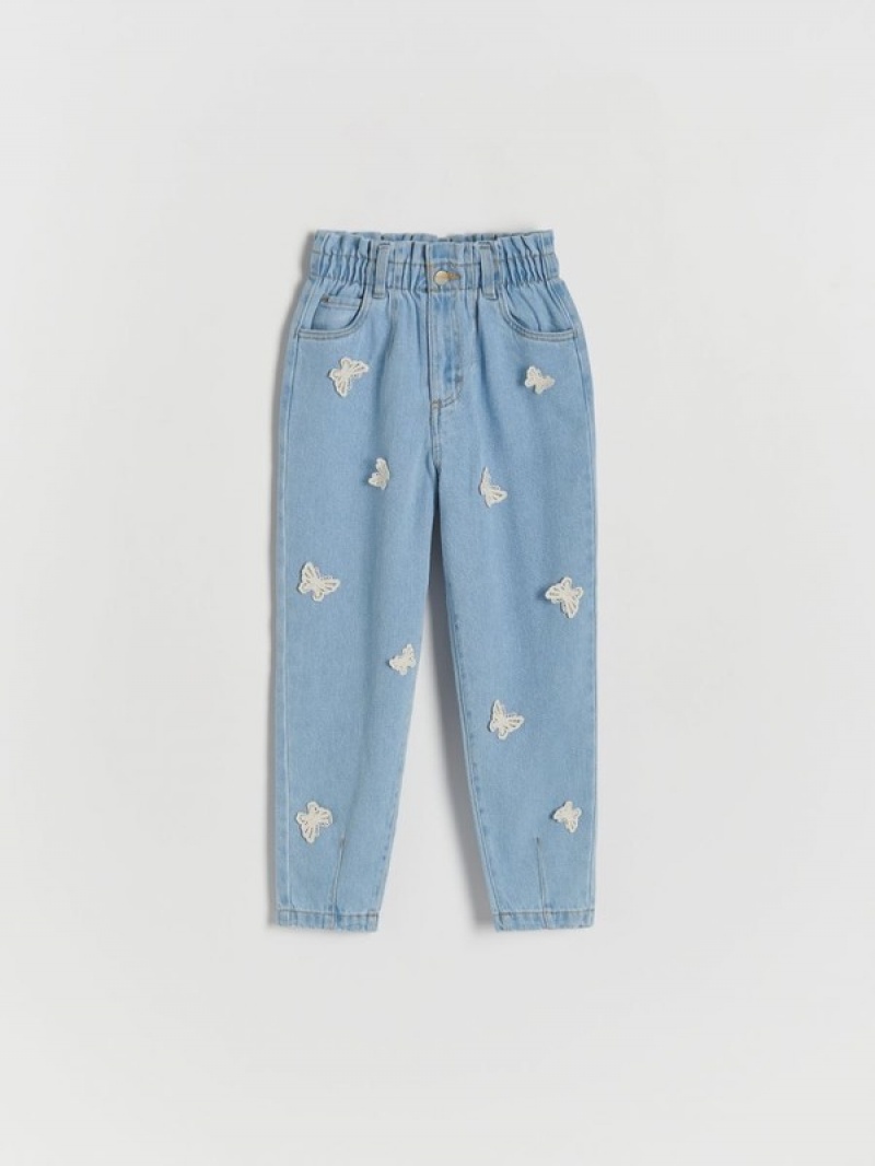 Reserved Baggyappliqué Jeans Mädchen Blau | 4238-MUXFS