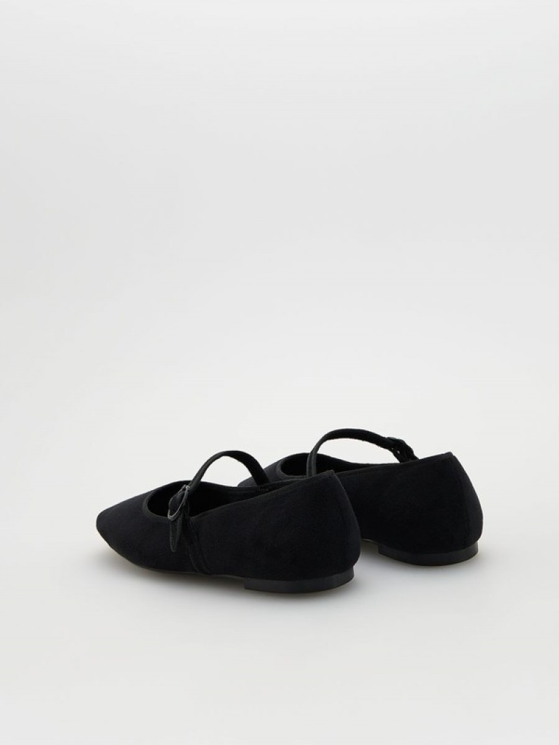 Reserved Ballerinas Halbschuhe Damen Schwarz | 0592-HRZYM