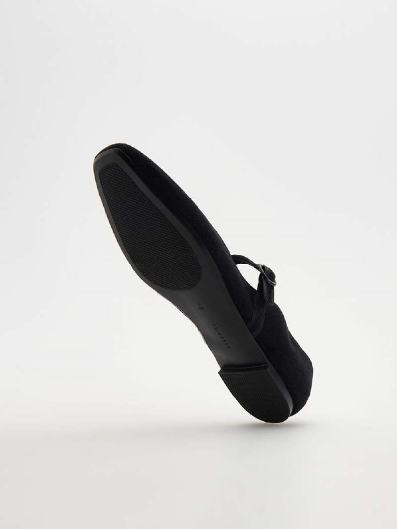 Reserved Ballerinas Halbschuhe Damen Schwarz | 0592-HRZYM