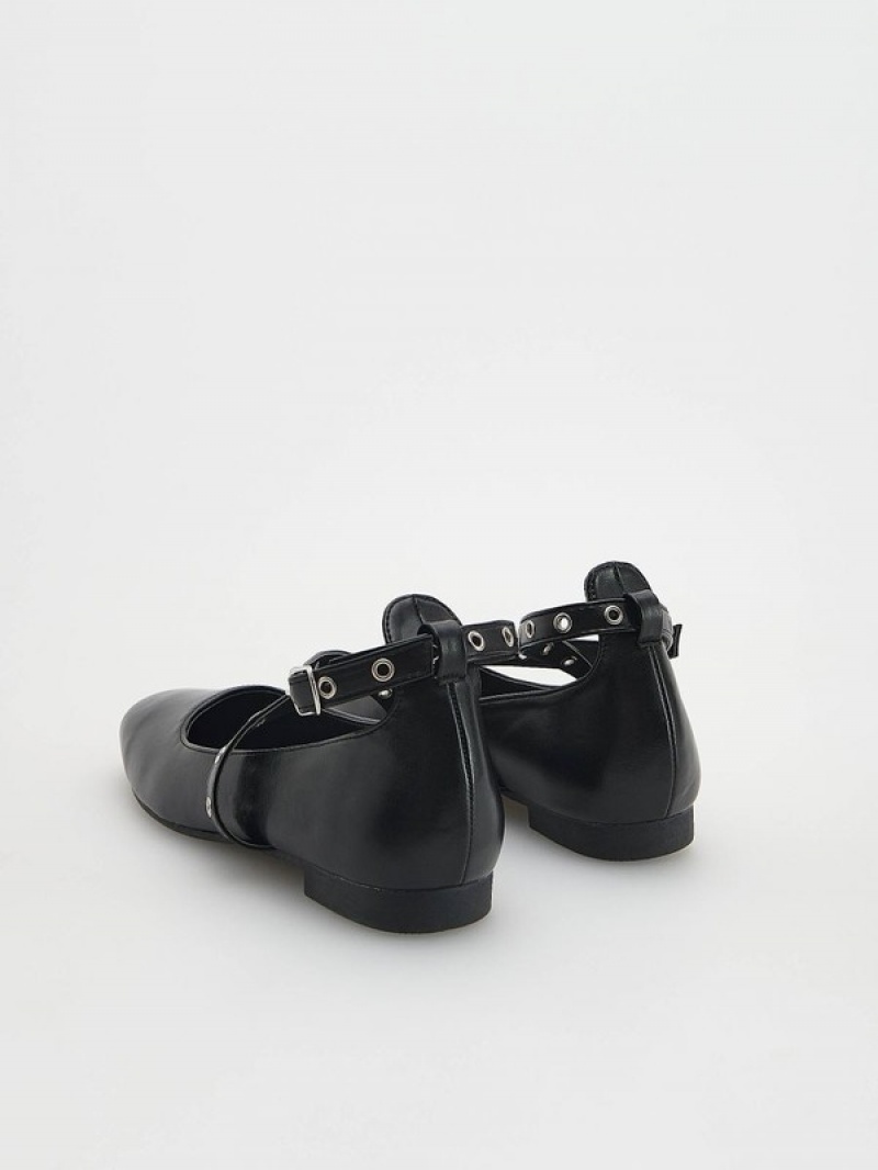 Reserved Ballerinas Schuhe Mädchen Schwarz | 9051-FCBGZ