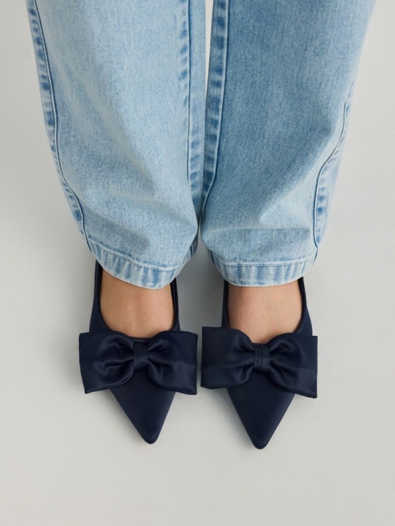 Reserved Ballerinasbow Detail Halbschuhe Damen Navy | 9351-GLOPZ